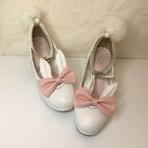 *Worn* White Lolita Bunny Platform Heels